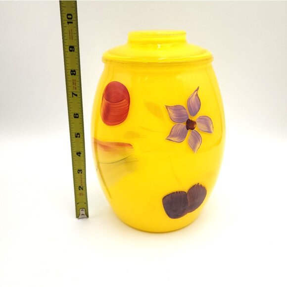 Bartlett Collins Yellow Handpainted Glass Cookie Jar MCM Handpainted VTG 9.5 in - Picture 16 of 16